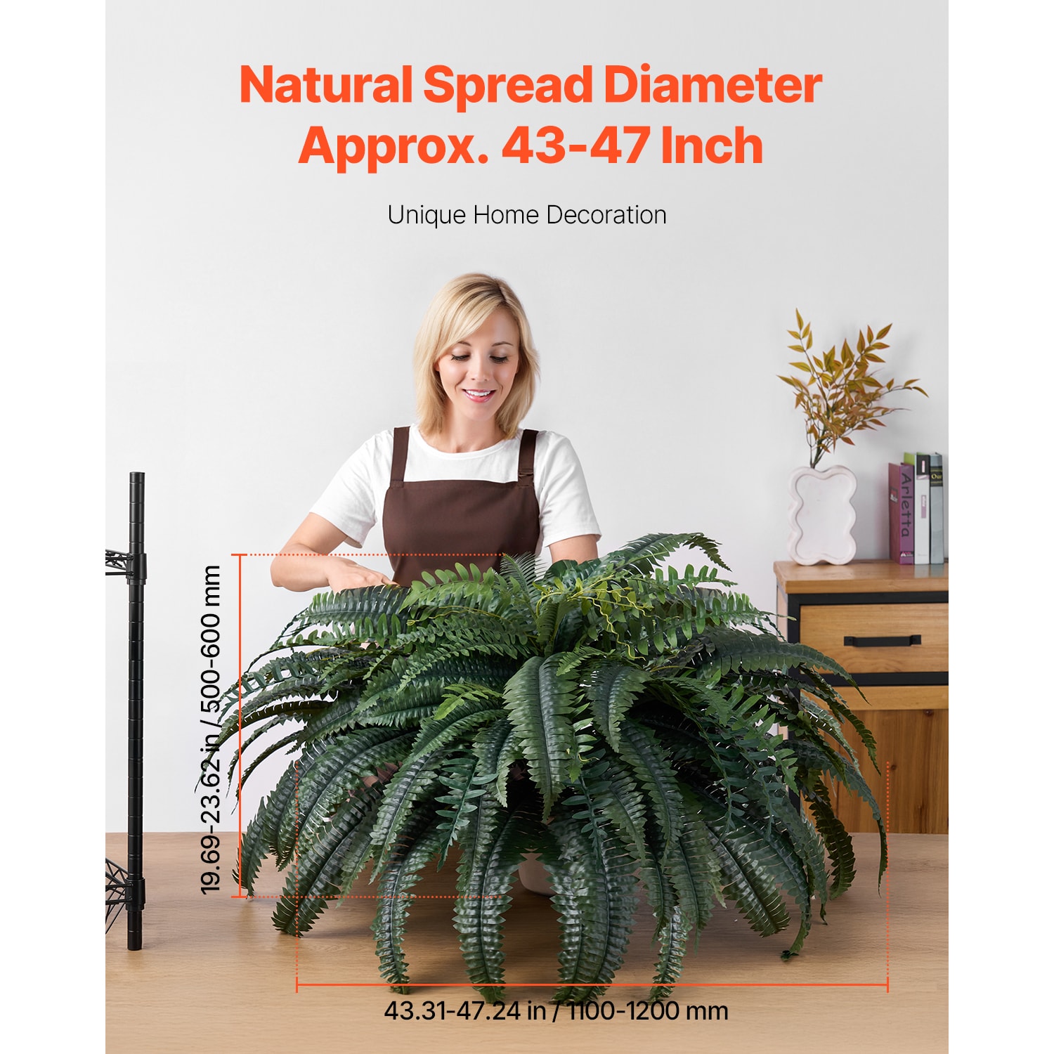 Artificial Ferns 1Pcs, 47 Inch Artificial Boston Ferns Plants, Fern With 88 Branches, Artificial Plants Large For Outdoors/Indoor Home, Office,Garden (Flowerpot Unincluded)_maomaolike.com
